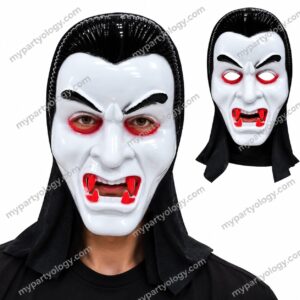 Dracula White Face Hooded Plastic Mask