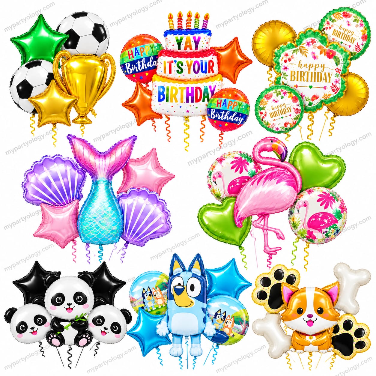 Assorted Themed 5pc Foil Helium Balloon Bouquet