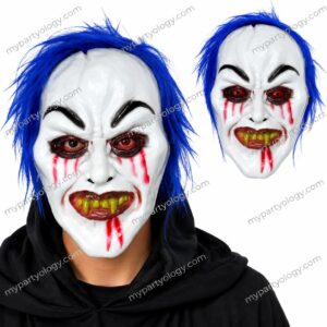 Bloody Blue Hair Plastic Vampire Mask