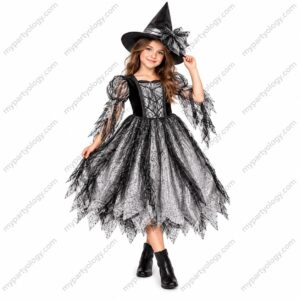 Silver Witch Kids Costume with Hat