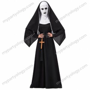 Conjuring Nun Costume Adult w/ Waist Belt and Latex Mask