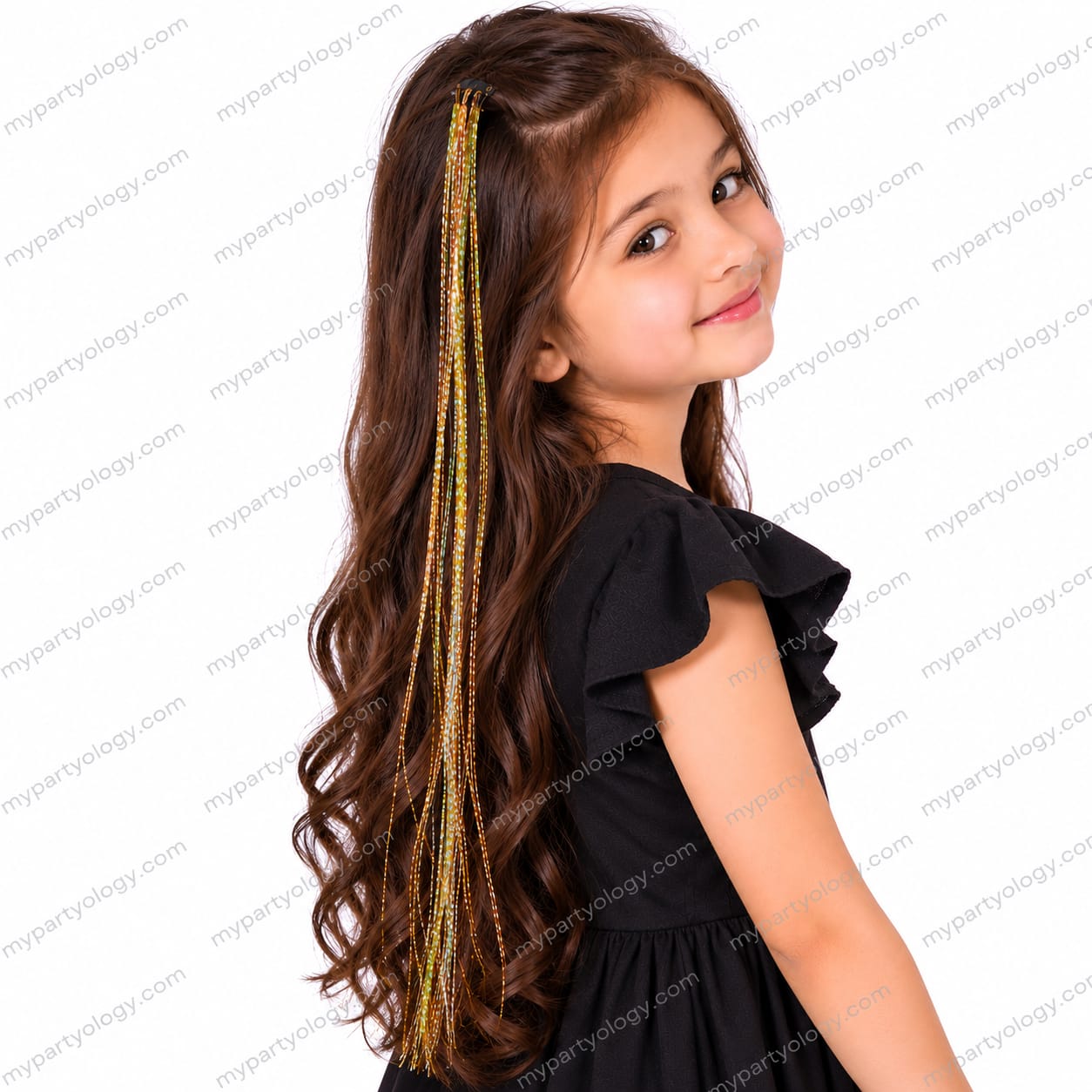 Gold Glitter Tinsel Hair Extension (Pack of 1)
