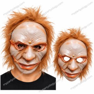 Creepy Evil Goblin Plastic Mask With Hair