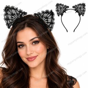 Cat Black Lace Ears Headband (Pack of 1)
