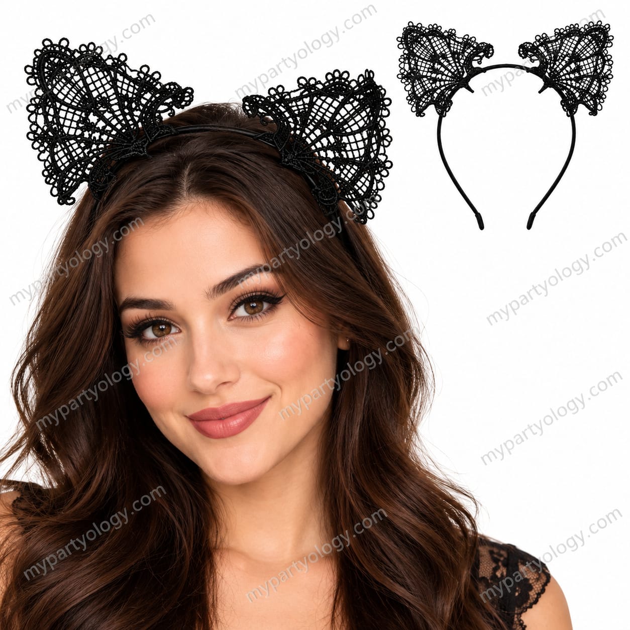 Cat Black Lace Ears Headband (Pack of 1)