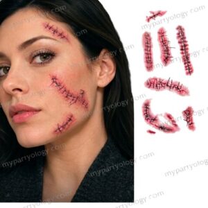 Bloody Stitches Face & Body Tattoos