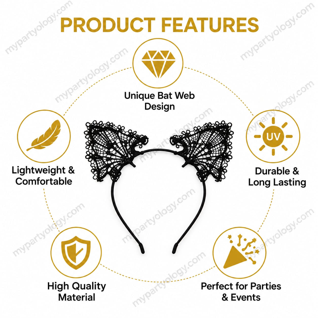 Cat Black Lace Ears Headband (Pack of 1) - Image 4