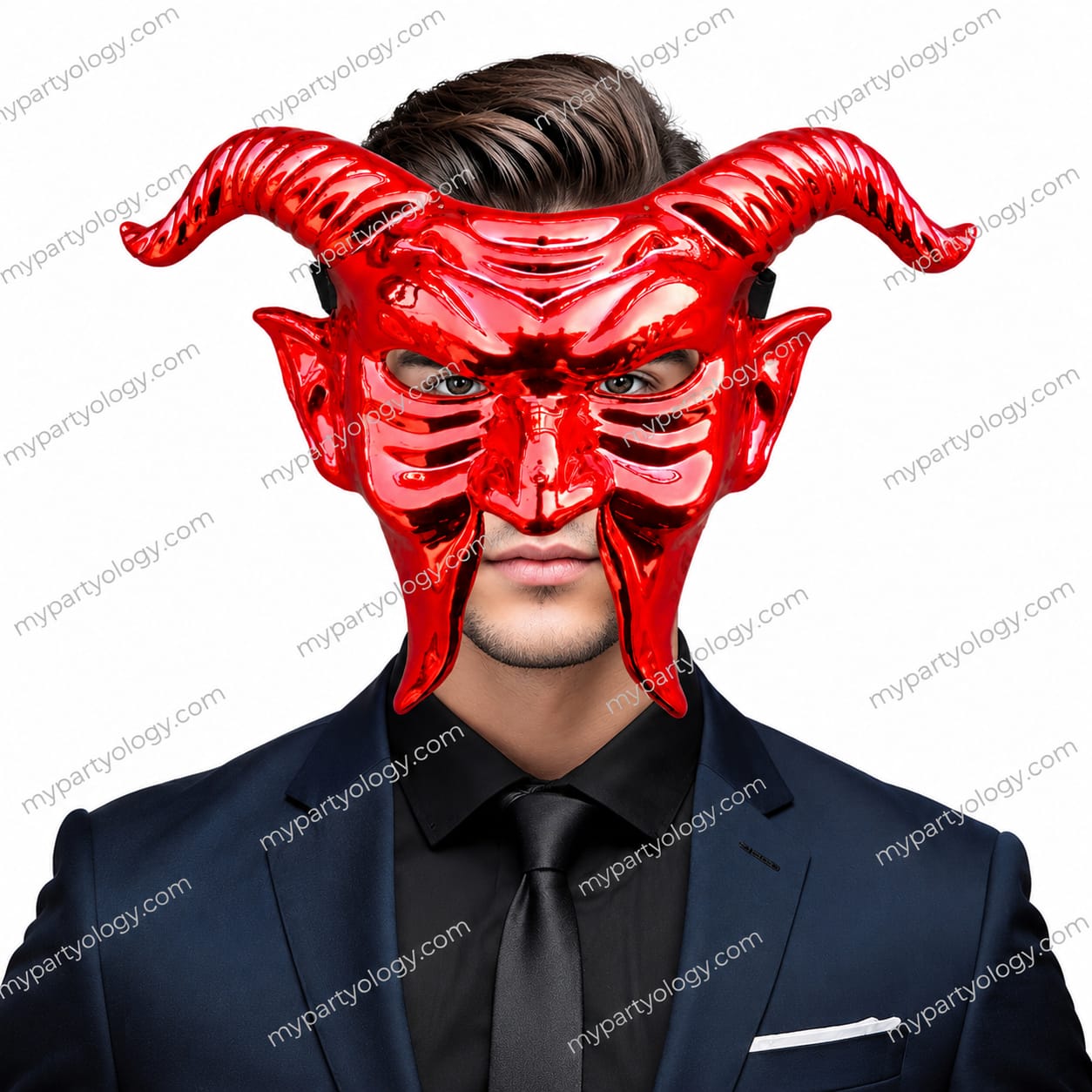 Vampire Devil Red Plastic Mask