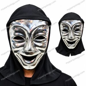 Silver Hooded Phantom  Masquerade Plastic Mask