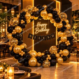 Black & Gold Royale Birthday Balloon Ring Decoration