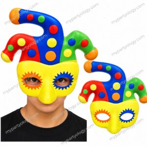 Jester Mardi Gras Plastic Face Mask