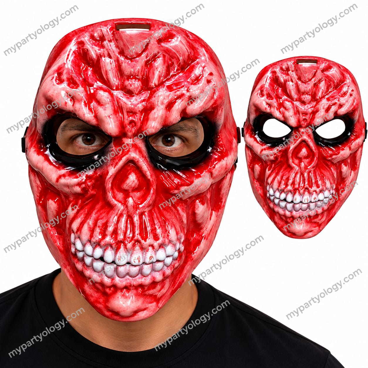 Crimson Grin Plastic Skull Mask