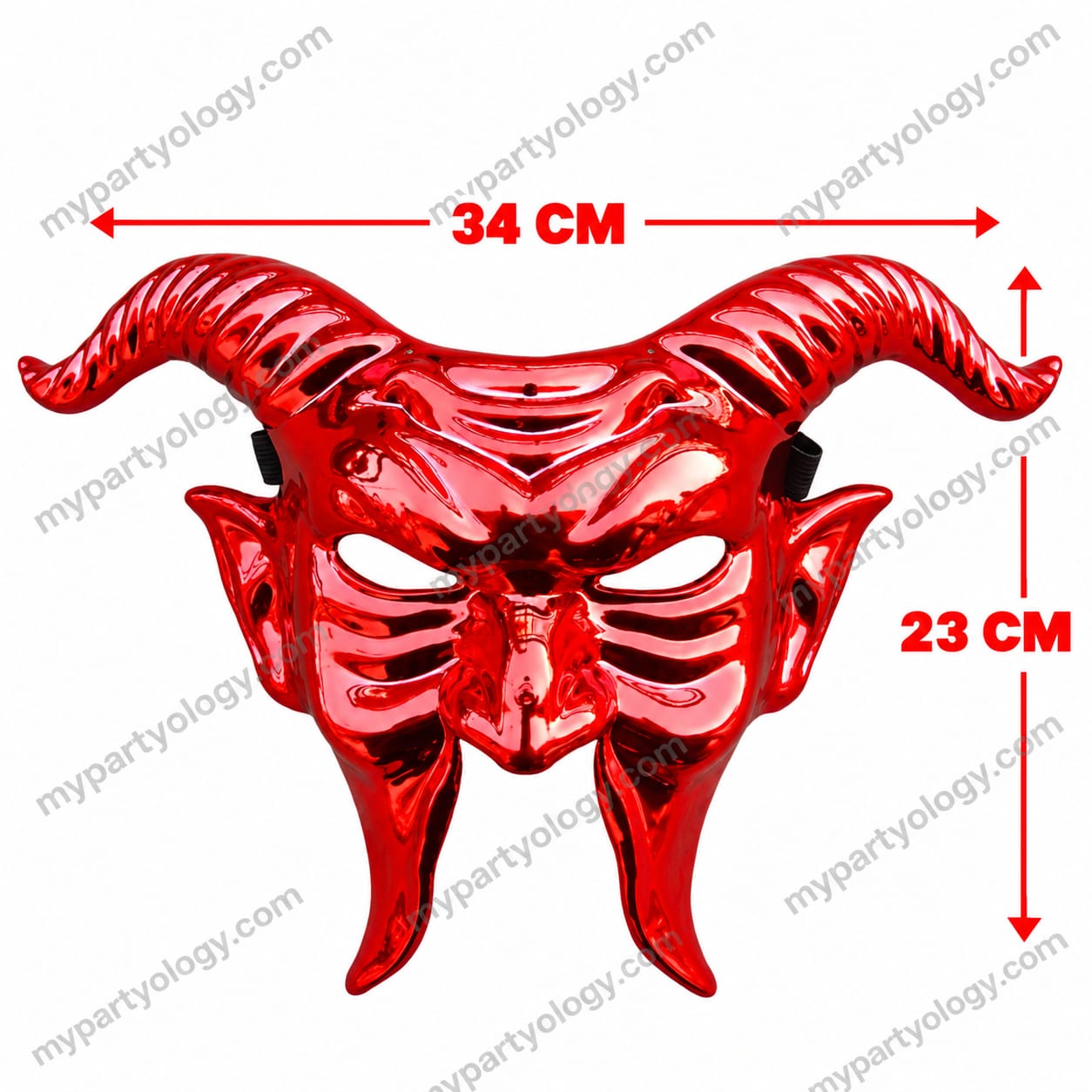 Vampire Devil Red Plastic Mask - Image 3