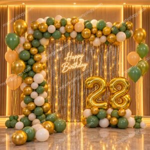 Golden Sage Luxe Balloon Arch & Bouquet Balloon Decoration
