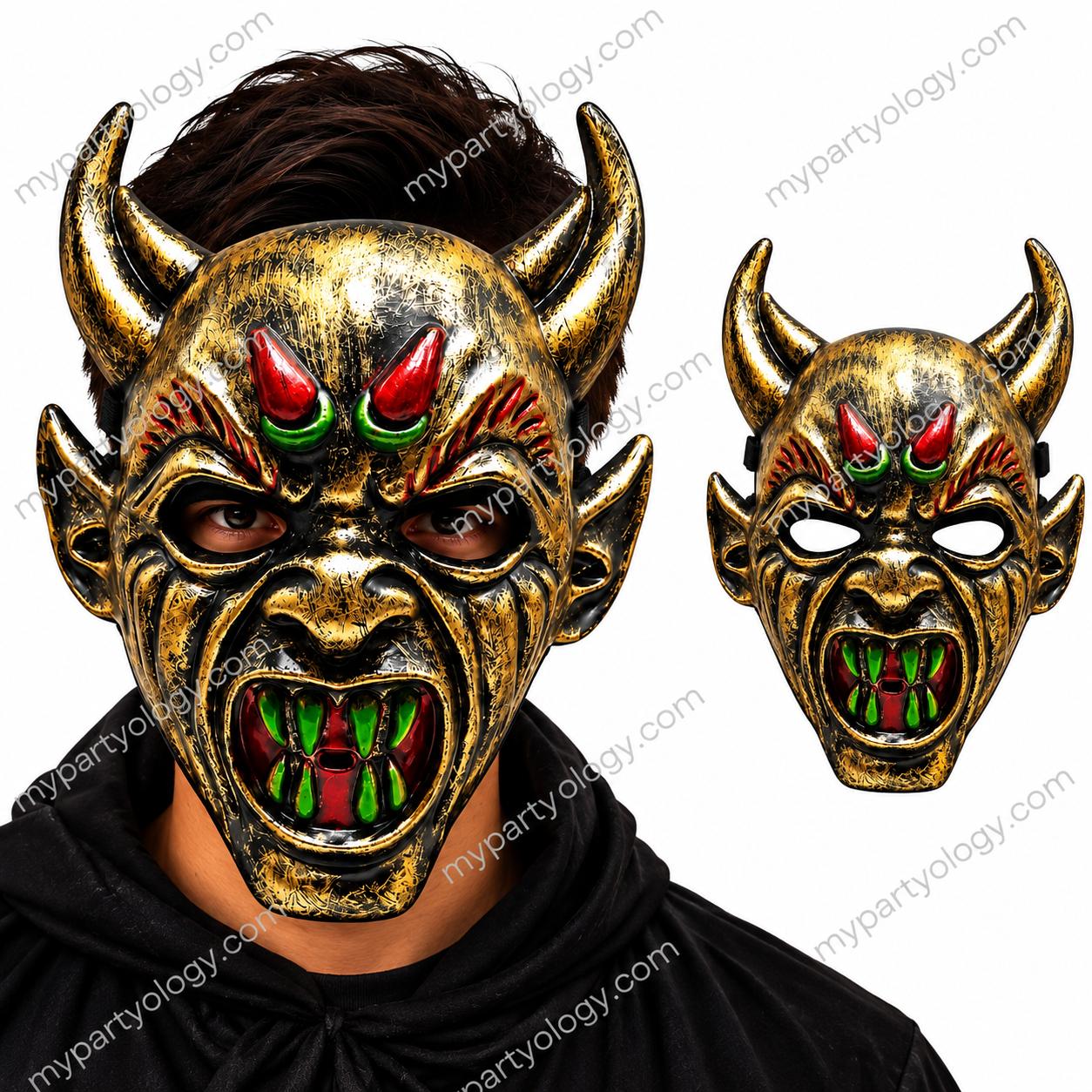 Golden Hellfire Demon Plastic Mask